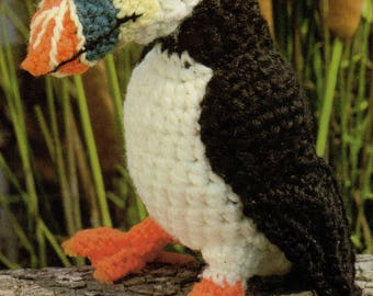 Vintage Crochet Puffin Bird Pattern PDF Instant Digital Download Amigurumi Plush Stuffed Toy Waterfowl Water Bird