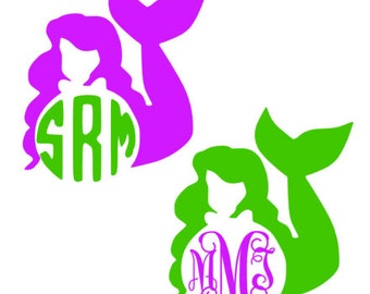 Mermaid Ariel Disney Monogram Decal