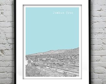 Joshua Tree Skyline Poster Art Print California CA