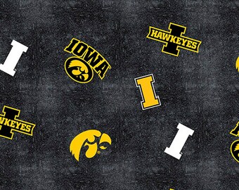 University of Iowa Hawkeyes Collegiate Distressed Cotton Fabric 1 Yard Sports Team 100% Cotton