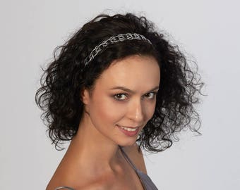 Hair jewelry Gold headband Silver headpiece Braid head Hair accessory headbands Silver headband Jeweled headpiece Metal headband 10401