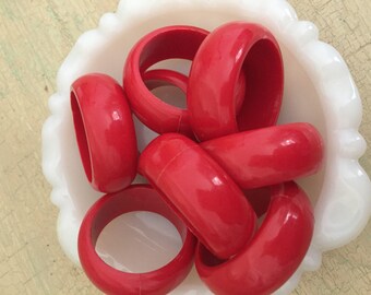 Vintage Red 1950's mod napkin rings set of 8