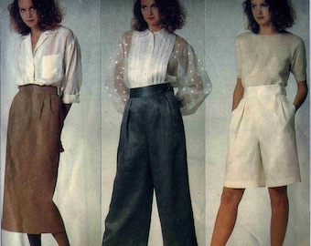Vogue 1353 Wide waistband wide leg crop pants or shorts and skirt Size 10 Perry Ellis Vogue American Designer (uncut)