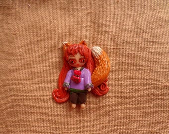 Kawaii Fox Girl, Cute Fox Jewelry, Girl Fox Jewelry, Fox Girl pin, Fox girl brooch, Anime Fox Girl, Little Fox Girl, Kawaii Jewelry