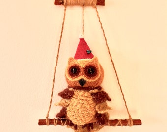 Crochet Christmas Owl Ornament, Christmas decoration, Owl Christmas Gift