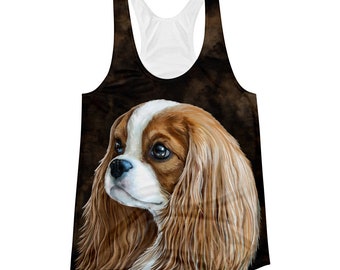 King Charles Spaniel, Blenheim Cavalier, Women's Racerback Tank, All Over Print Tank, Cavalier Mom Gift