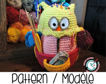 PDF PATTERN : Owlivia, the crochet Owlganizer amigurumi pattern - crochet storage - crochet organizer - crochet supplies holder stationary
