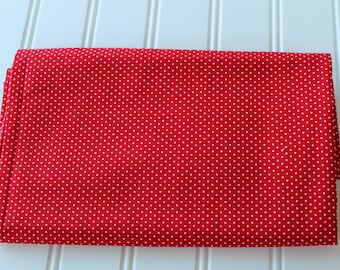 Vintage Fabric - Cotton Dotted Swiss - Red and White - Yardage