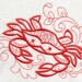 Crab - Machine Embroidered Quilt Block - Childrens Quilt -Marine - Underwater - Kona Cotton - Not Digital Download