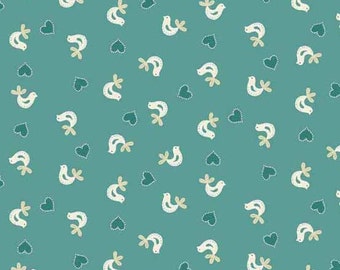 Papillon Teal Birds from Makower by the yard