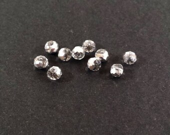 Set of 4 glass beads 5 mm silver faceted (Ref.90)