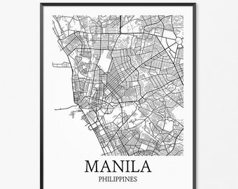 Manila Map Art Print, Manila Poster Map of Manila Decor, Manila Map Art, Manila Gift, Manila Philippines Art Poster