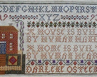 Cross Stitch Pattern | Darlene O'Steen HOUSE SAMPLER - Counted Cross Stitch Pattern Chart - fam