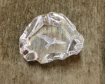 Lead Crystal Hallmark Little Gallery Paperweight, Etched Birds, Free Form Crystal Paperweight, Austria, 1976