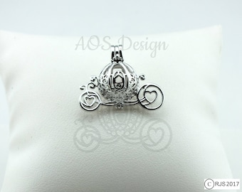 Pearl Cage Carriage 925 Sterling Silver Charm Necklace Disney Princess Cinderella Pick A Pearl or Wish Pearl Epcot