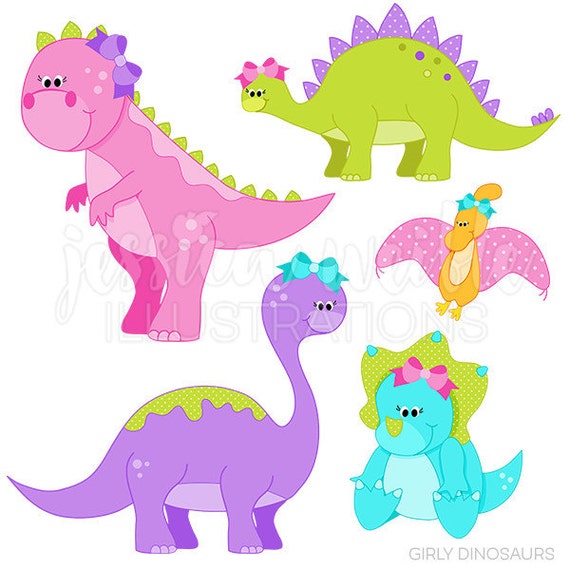 Download Girly Dinosaurs Cute Digital Clipart Commercial Use OK