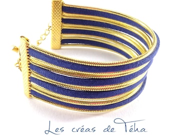 Very pretty dark blue and gold cuff