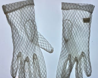 sheer white lace nylon gloves burlesque