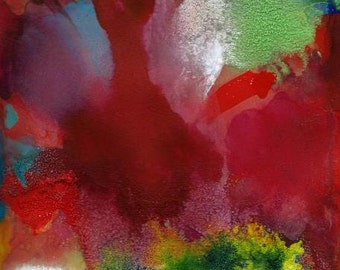Watercolor Painting, Abstract Art, Fiery Heart