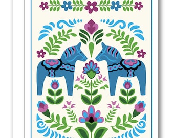Swedish Folk Design Greeting Card BP36