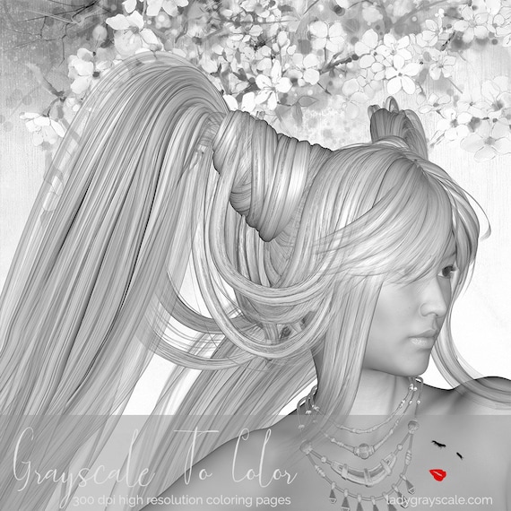 Grayscale Lady Coloring Page Greyscale For Adults