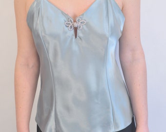 Satin camisole with spaghetti straps and v neck vtg 1990