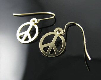 Gold Peace Sign Earrings