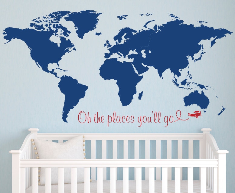 World Map Wall Decal Nursery Wall Decal Baby Room Decor