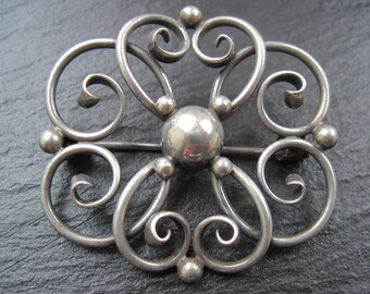 Sterling Silver Scroll Brooch