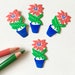 Vintage Holiday Die-Cut Seals. Embossed Christmas Stickers. Vintage Christmas Seals. Poinsettia.