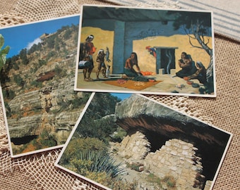 Vintage postcars from Walnut Canyon National Monument, 1981 postcards,vintage ephemera,Sinagua indians,1100 to 1250 A.D.