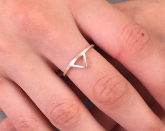 Small triangle stackable sterling silver ring