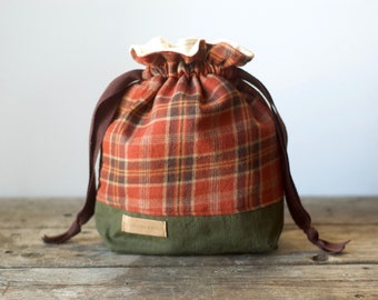 Knitting Bag, Project Bag, Drawstring Bag, Knitting Project Bag, Upcycled, Knitting Gift, Sock Bag, Makeup Bag, Toiletry Bag, Mothers Day