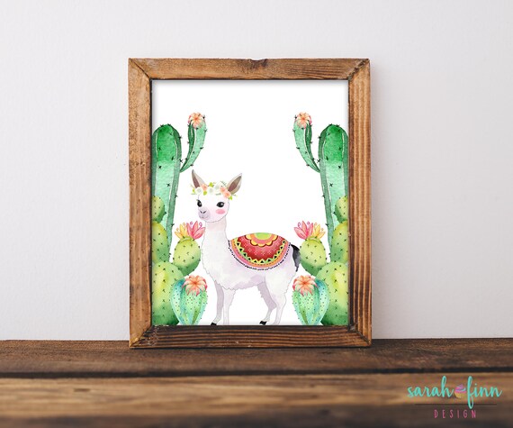 Llama Cactus Print Llama Gift Cactus Decor Baby Shower Llama Cactus Print Llama Gift Cactus Decor Baby Shower