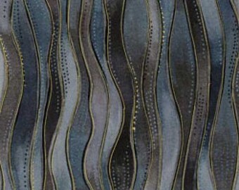 One and One Half Yard - Wavy Stripe Grey / Gray - Laurel Burch Fabric - Dancing Horses