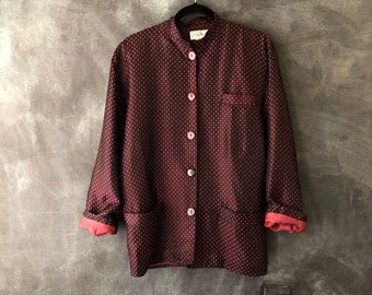 80s Oversized Acetate Blazer Geometric Pattern Wearable Art Modern Boxy Oversized Duster by Serge Azor made in Paris Size S/M