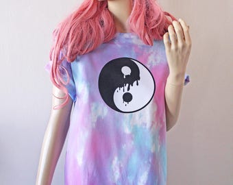 Melting Yin Yang Tie Dye T-Shirt hipster tumblr cute gift peace cyber pastel goth 90s boho grunge