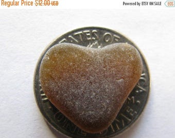 Sea glass brown heart - Beach Glass Heart
