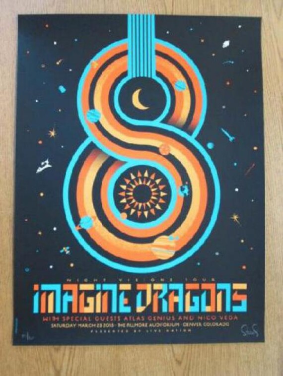 Imagine Dragons Denver 2013 original concert poster Dan Stiles