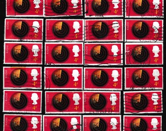 24 1967 4d Radar GB used postage stamps off paper, for collectors or craftsfolk for use in collage, decoupage and many other uses