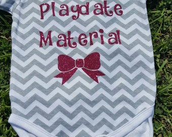 Chevron Glitter Onesie: Playdate Material Adorable