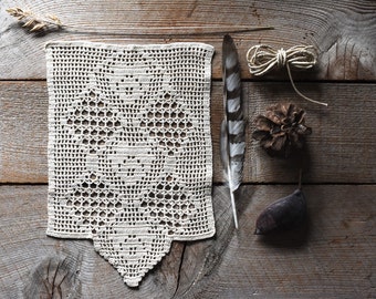 Antique Crochet Lace Panel , Crochet Lace, Vintage Crocheted Lace, Lace Panel, Vintage Textile, Sewing Supplies, Crocheted Lace Doily