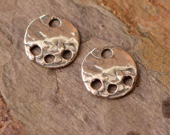 Two Earring Dangle with 3 holes, Sterling Silver Small Connectors, FN-713, S/2