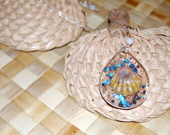 Sterling Silver Chain Necklace Sunrise Shell Pendant