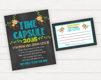 Time Capsule First Birthday, Time Capsule Sign, Time Capsule First Birthday, Monkey Birthday, Monkey Birthday Decorations, Monkey Party