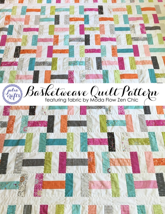 Download PDF Basketweave Quilt Pattern Tutorial featuring fabric by