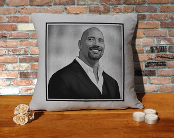 Dwayne Johnson Pillow Cushion - 16x16in - Grey