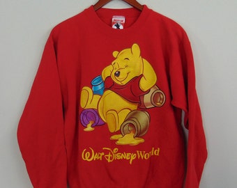 Vintage Mickey Inc Adult S Winnie The Pooh Crewneck Sweatshirt Walt Disney World Red Big Logo 90s