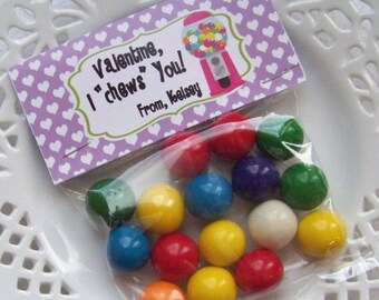 Printable Valentine Bubblegum Large Bag Toppers