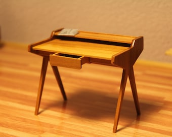 Dollhouse - Miniature - Midcentury modern desk by Helmut Magg from the 1950s.